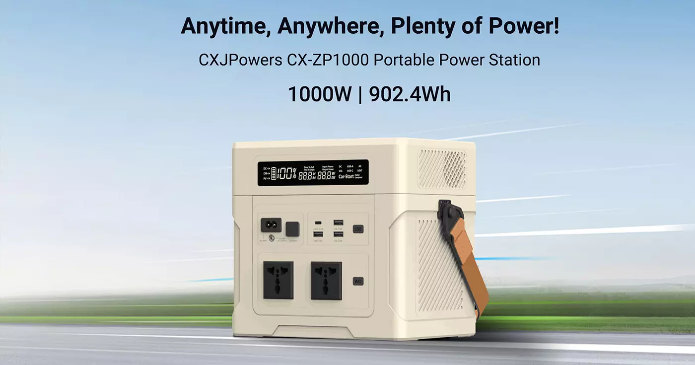 CXJPowers 1000 Watt Portable Power Station with PU Leather Handle