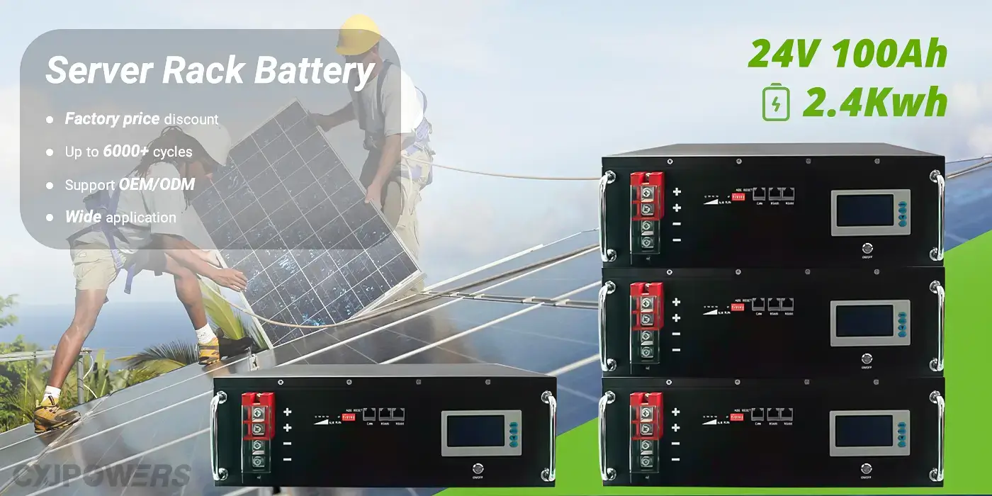 CXJPowers 24V 100Ah lifepo4 server rack battery