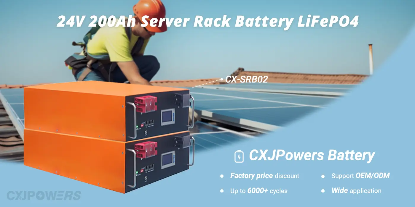 CXJPowers 24V 200Ah lifepo4 server rack battery