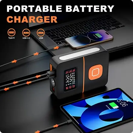 the jump starter is 8000mah portable power bank