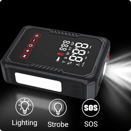the jump starter is with several modes led flashlight