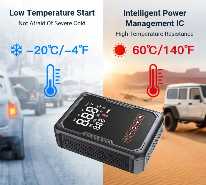 This emergency jump starter is resistant to high and low temperatures and is waterproof and dustproof-1