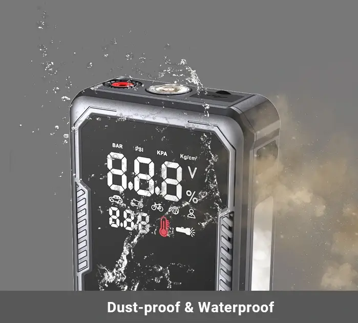 This emergency jump starter is resistant to high and low temperatures and is waterproof and dustproof-2