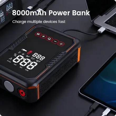 the jump starter is 8000mah portable power bank