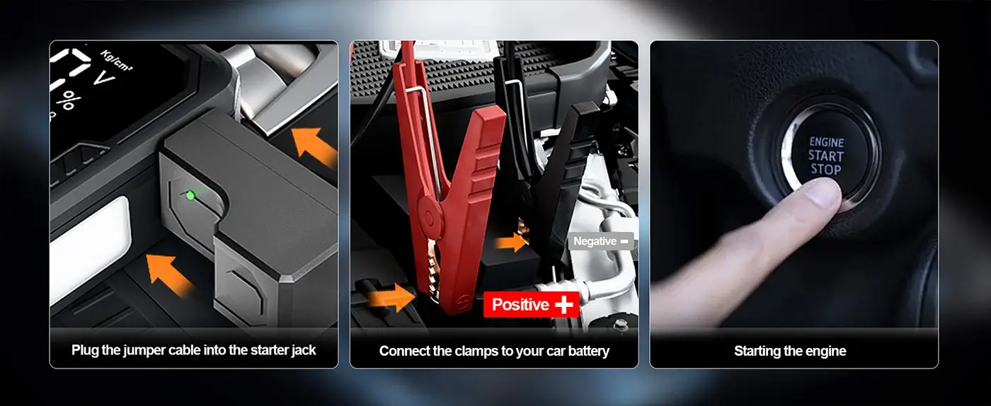 how to use the jump starter to starter the car