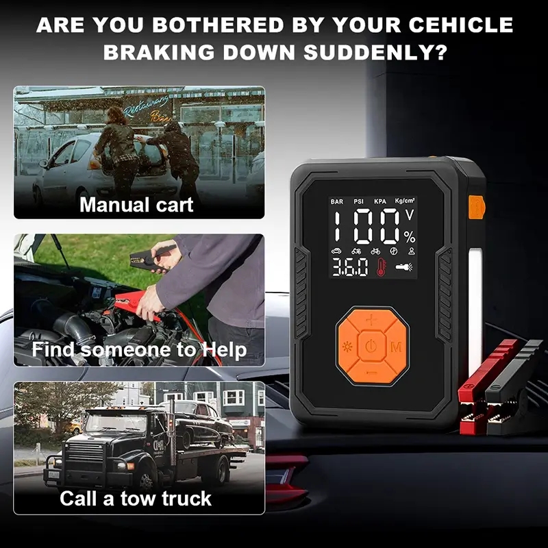 12V Portable Jump Starter with Air Compressor