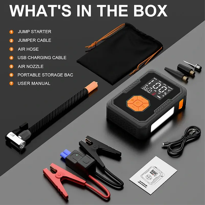 12V Portable Jump Starter with Air Compressor