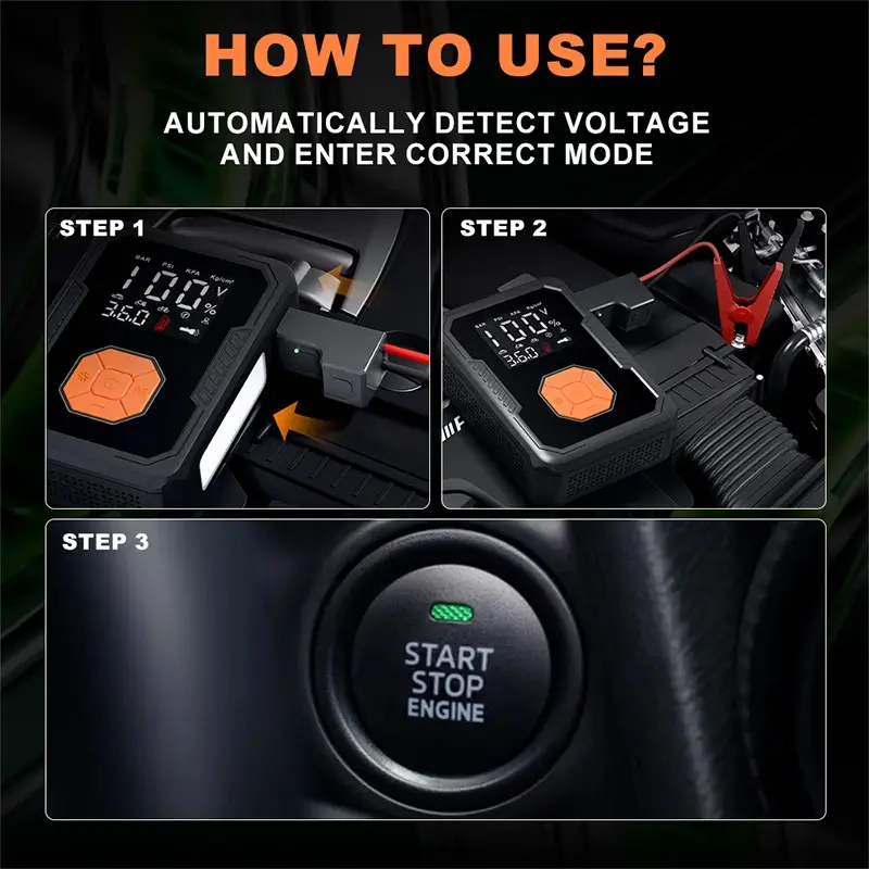 12V Portable Jump Starter with Air Compressor