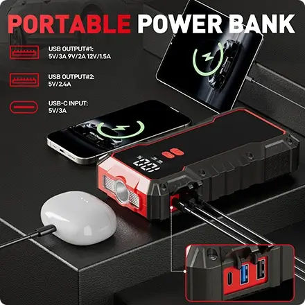 the jump starter is 8000mah portable power bank the jump starter is 8000mah portable power bank