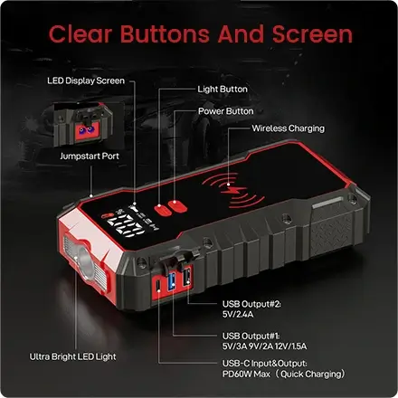 the jump starter is with led intelligent display the jump starter is with led intelligent display