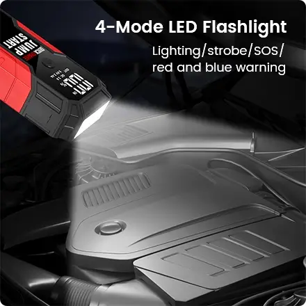 the jump starter is with 4-mode led flashlight the jump starter is with 4-mode led flashlight