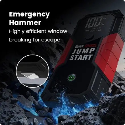 the jump starter is with emergency hammer the jump starter is with emergency hammer