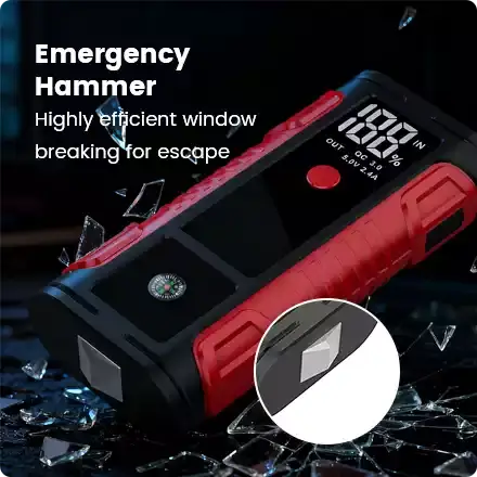 the jump starter is with emergency hammer the jump starter is with emergency hammer
