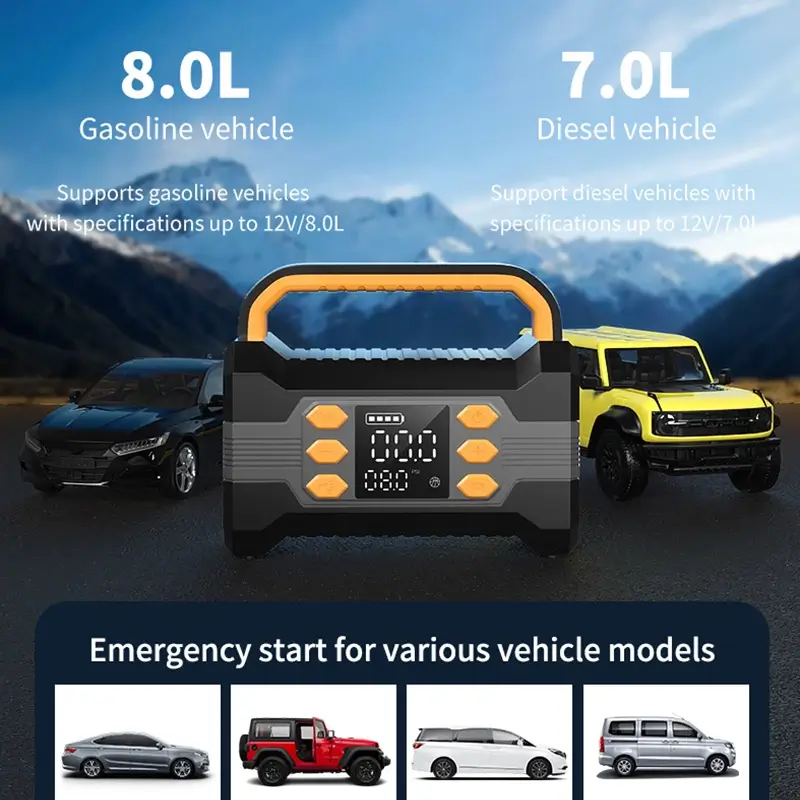 12V Battery Power Jump Starter with Air Compressor
