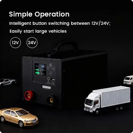 the jump starter is with intelligent button, simple operation