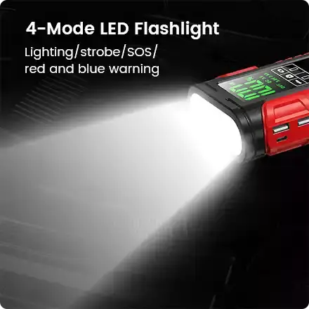 the jump starter is with 4-mode led flashlight the jump starter is with 4-mode led flashlight