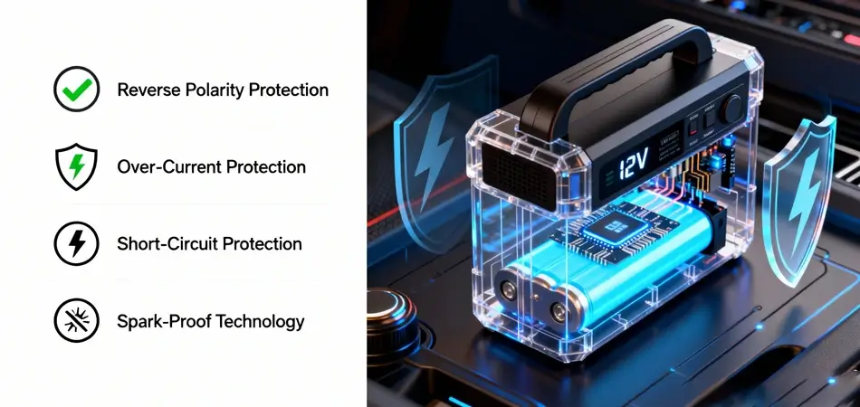 the protection of the jump starter the protection of the jump starter