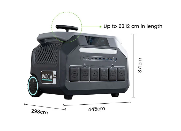 size & views of 2400w portable power station cx-ct2400-2