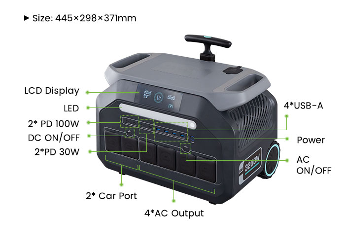 size & views of portable powe station cx-ct3200-1